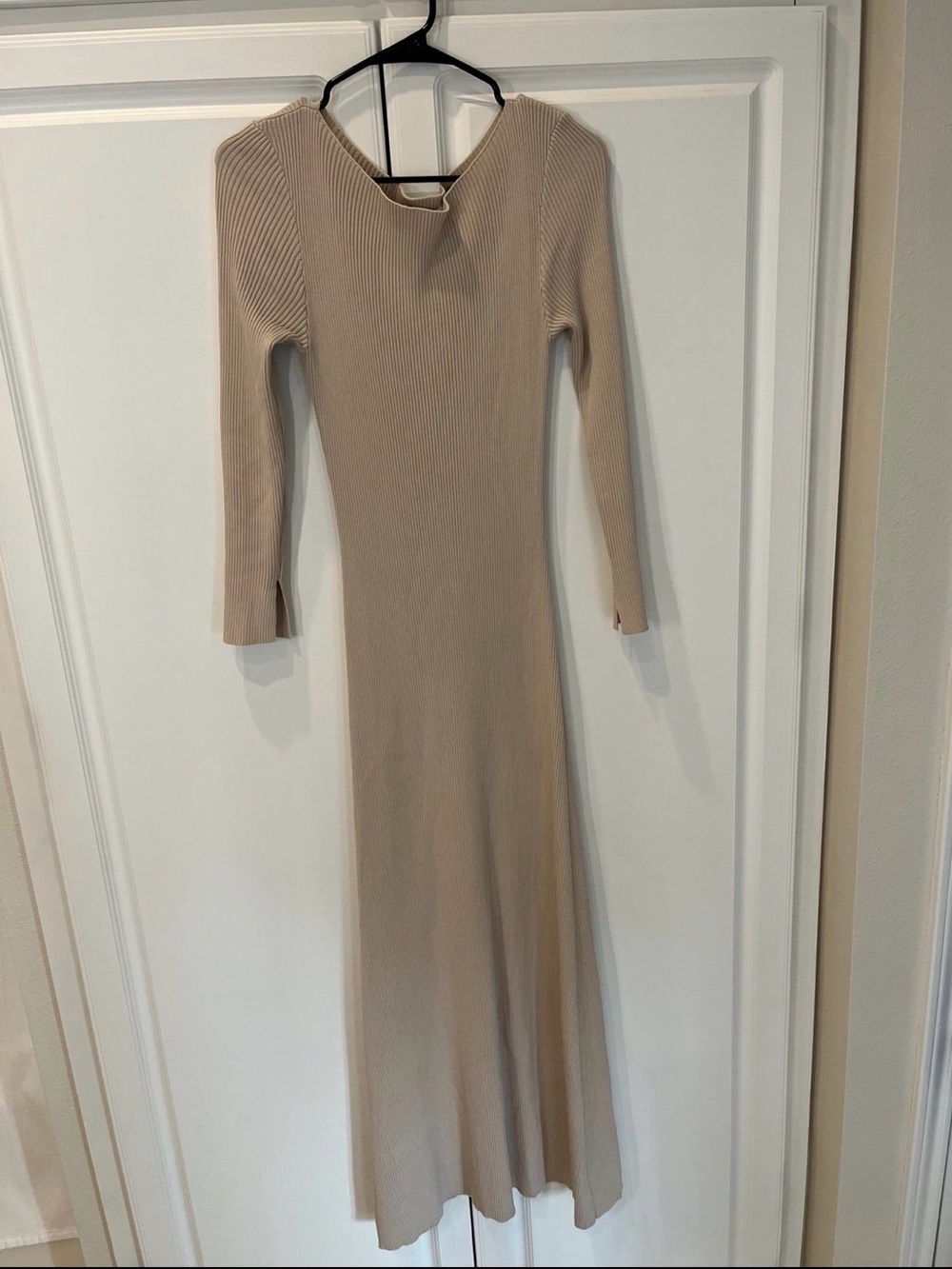 DISSH Beige Ribbed Long-Sleeve Maxi Dress